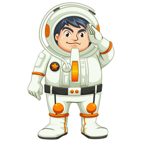 Space Explorers Theme Saluting Astronaut Boy Transparent Sticker